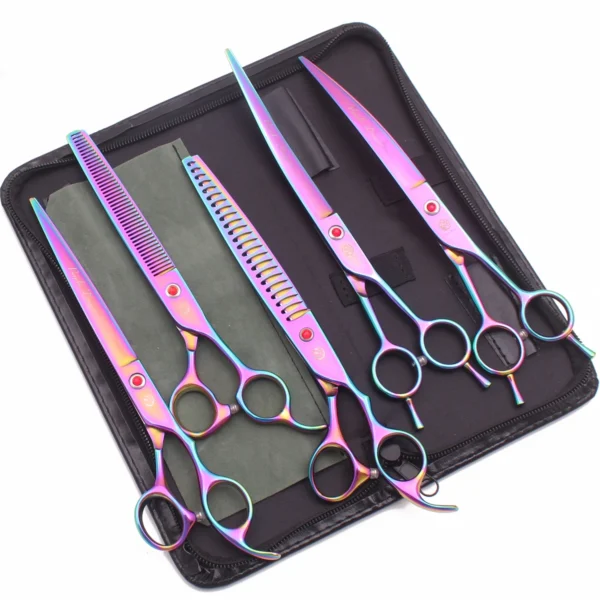 8" Purple Dragon Japan Steel Dog Grooming Kit with Thinning Shears