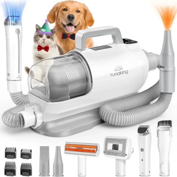 Dog Grooming Kit Vacuum Dryer With 99% Pet Hair Suction Clippers