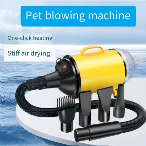 High Velocity Dog Hair Dryer With Heater Adjustable Speed And Nozzles - Image 4
