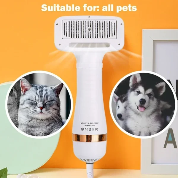 Dog Grooming Kit 2-In-1 Hair Dryer & Comb Brush Adjustable Temperature - Image 3