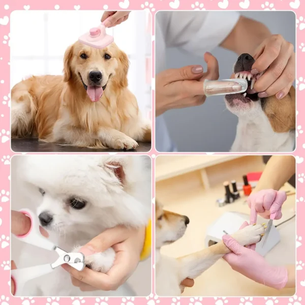 Dog Grooming Kit With Self-Cleaning Brush, Nail Clippers, Flea Comb & More - Image 5