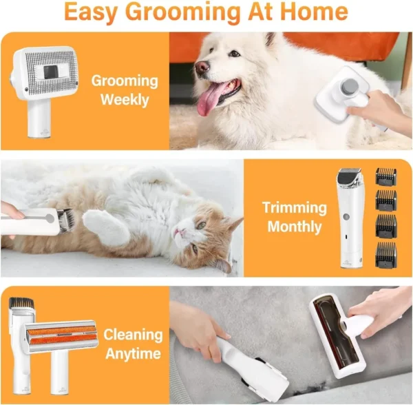 Dog Grooming Kit Vacuum Dryer With 99% Pet Hair Suction Clippers - Image 4