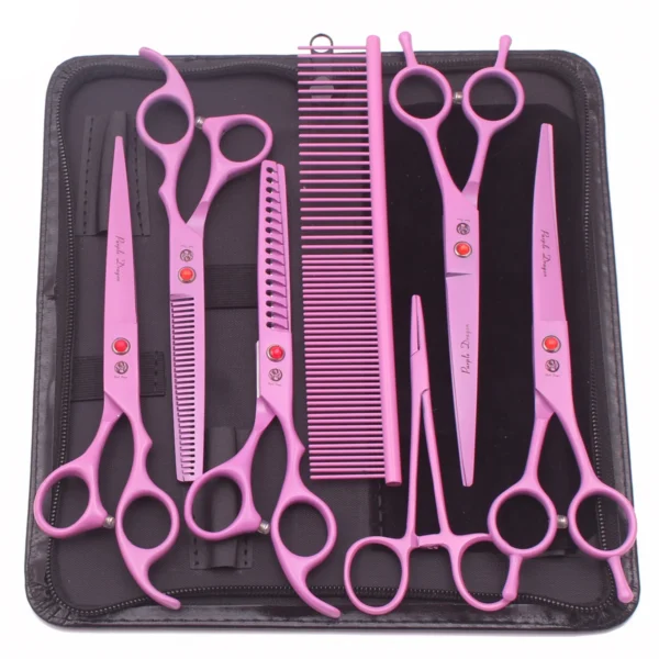 Purple Dragon Dog Grooming Kit: 7" Stainless Scissors and Shears Set - Image 6