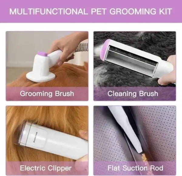 Dog Grooming Vacuum: 4-in-1 2.5L Shedding and Grooming Vacuum Brush - Image 3