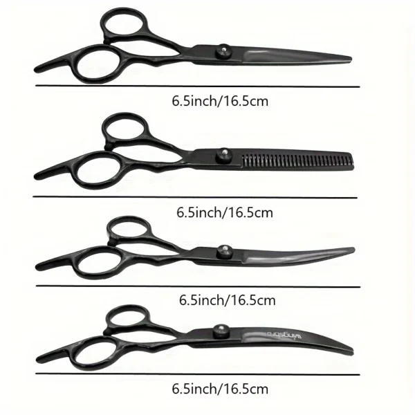 Dog Grooming Kit: 6.5" Black Professional Scissors Set for Precision - Image 2