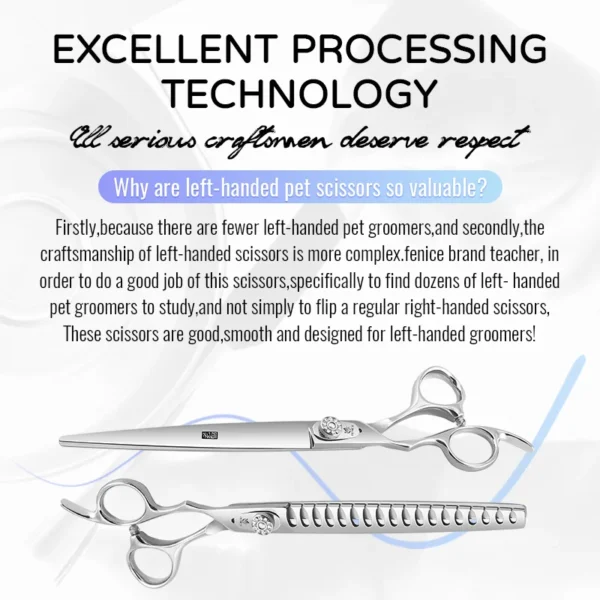 Fenice Professional 7-8 Inch Left-Handed Dog Grooming Kit for Pet Care - Image 2