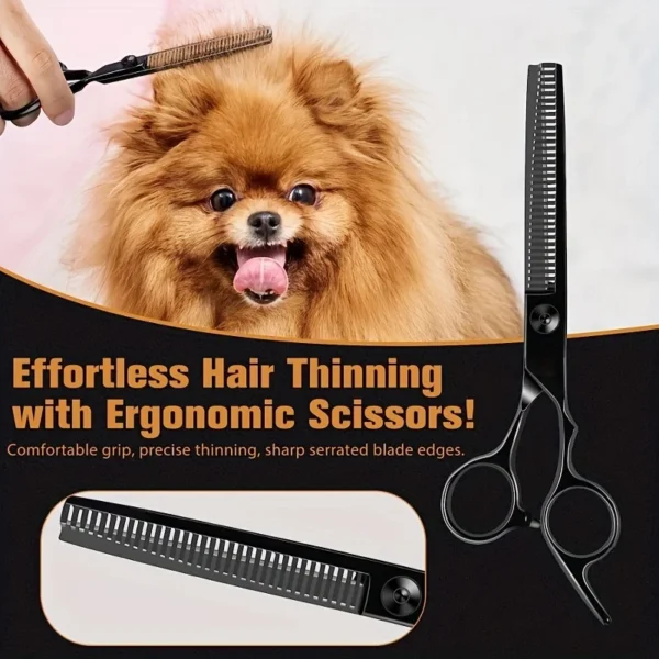 Dog Grooming Kit: 6.5" Black Professional Scissors Set for Precision - Image 5