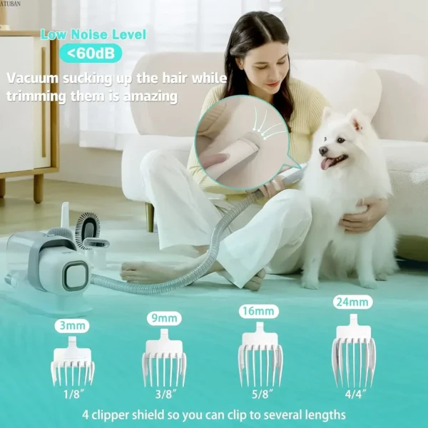 Dog Grooming Kit With Clippers, Vacuum Suction, Low Noise Blower & Tools - Image 5