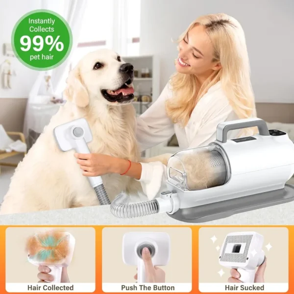 Dog Grooming Kit Vacuum Dryer With 99% Pet Hair Suction Clippers - Image 6