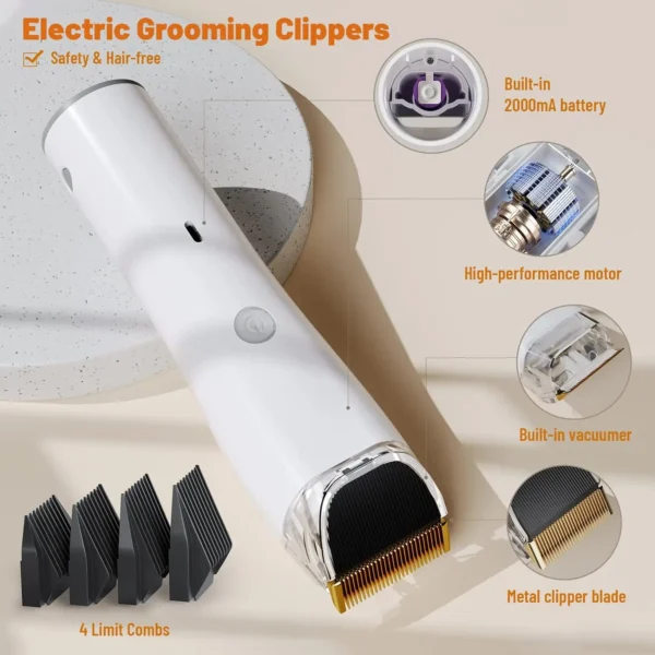 Dog Grooming Kit With Low Noise Vacuum, Dryer, Hair Removal & 6 Tools - Image 2