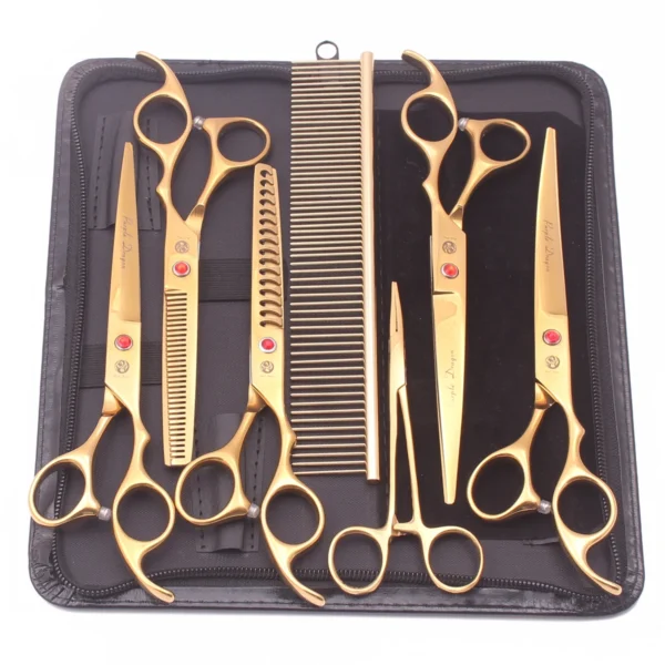 Purple Dragon Dog Grooming Kit: 7" Stainless Scissors and Shears Set - Image 2