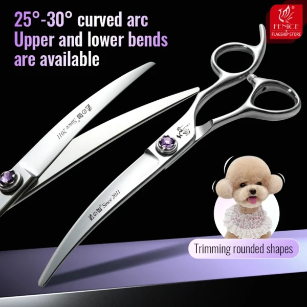 Dog Grooming Clippers Kit 7 Inch Straight, Thinner, Curved Shears Set - Image 4