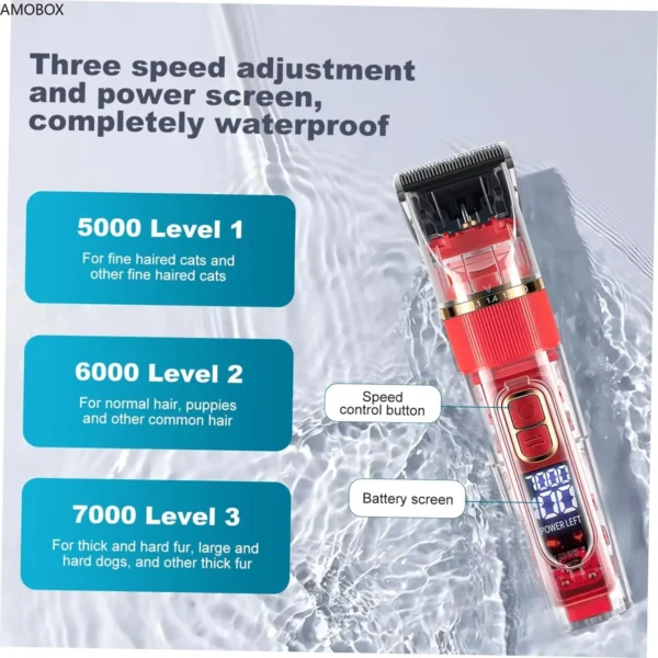Rechargeable Dog Grooming Kit: LED Display, 3-Speed Waterproof Clippers for Pets - Image 6