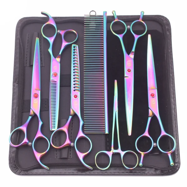 Purple Dragon Dog Grooming Kit: 7" Stainless Scissors and Shears Set - Image 3
