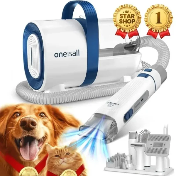 Oneisall Dog Grooming Kit: Hair Vacuum, Clipper, and Nail Grinder Set