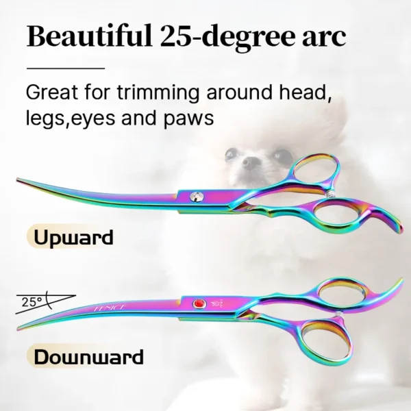 Dog Grooming Kit Colorful 7.0 Inch Scissors Set With Straight & Curved - Image 5