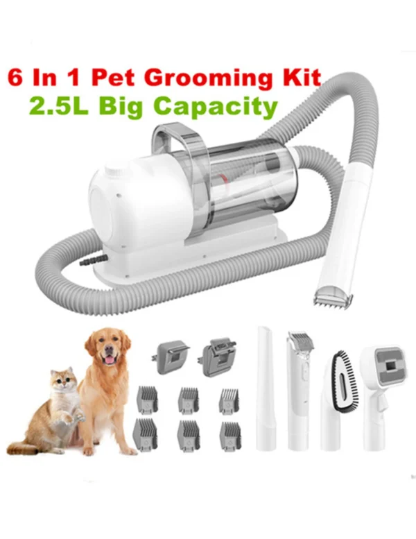 Dog Grooming Kit: 6 In 1 Pet Grooming Vacuum Set.