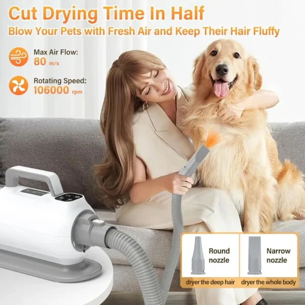 Dog Grooming Kit Vacuum Dryer With 99% Pet Hair Suction Clippers - Image 3