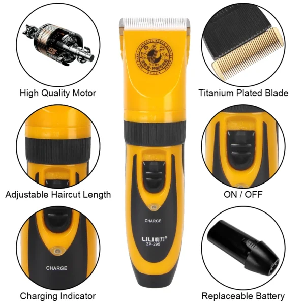 Dog Grooming Kit: Electric Clipper, Ceramic Blade Trimmer, and Scissors Set - Image 4