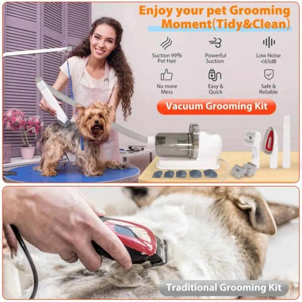 Dog Grooming Kit: 6-in-1 Vacuum Clippers with Powerful Suction & Low Noise - Image 3