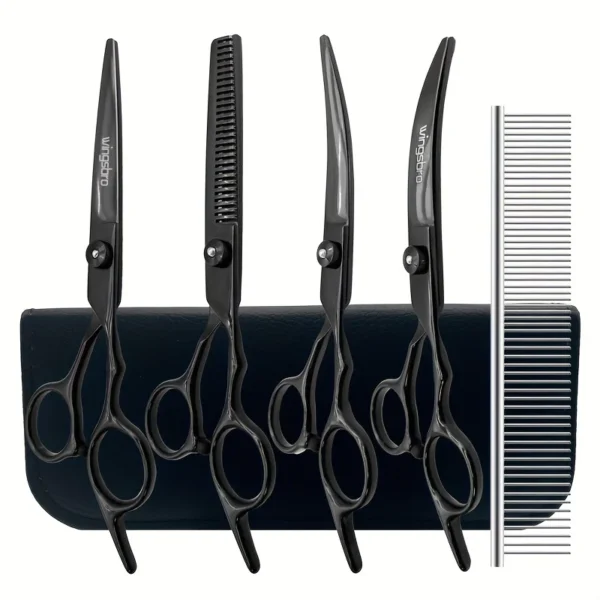 Dog Grooming Kit: 6.5" Black Professional Scissors Set for Precision