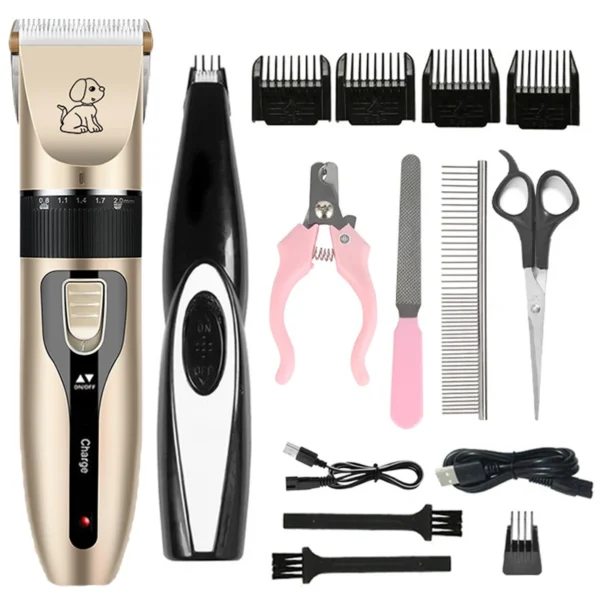 Electric Dog Grooming Kit: Rechargeable Pet Clipper and Haircut Trimmer Set