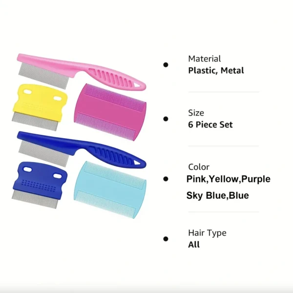 Dog Grooming Kit: 6PCS Flea Metal Lice Deshedding Comb Set. - Image 2
