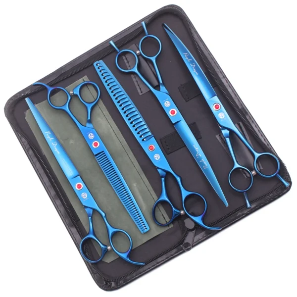 8" Purple Dragon Japan Steel Dog Grooming Kit with Thinning Shears - Image 6