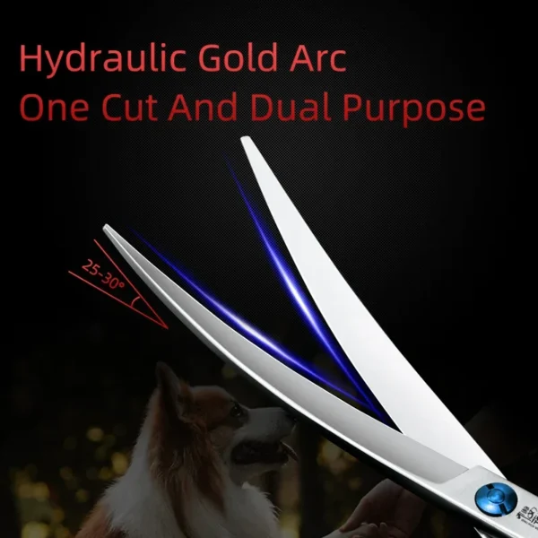 Professional Dog Grooming Kit: Blue Handle Curved Scissors - Image 3
