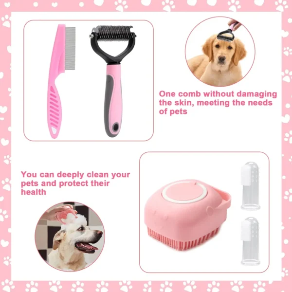 Dog Grooming Kit With Self-Cleaning Brush, Nail Clippers, Flea Comb & More - Image 3