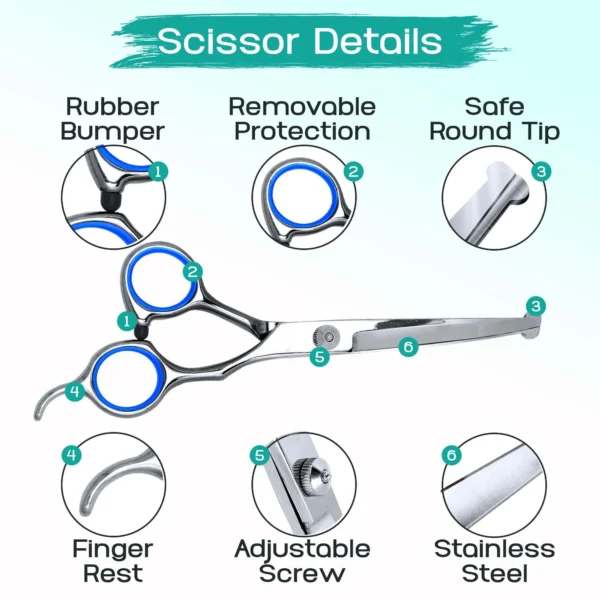 5-in-1 Professional Dog Grooming Kit: Stainless Steel Scissors Set for Pets - Image 3