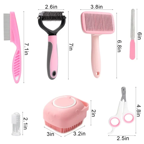Dog Grooming Kit With Self-Cleaning Brush, Nail Clippers, Flea Comb & More - Image 2