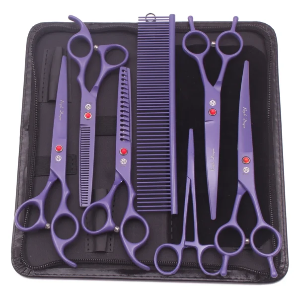 Dog Grooming Kit: Purple Dragon Stainless Steel Shears Set