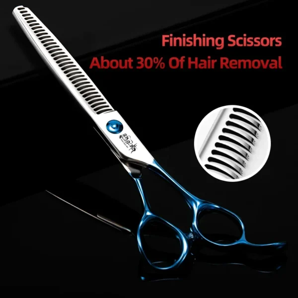 Professional Dog Grooming Kit: Blue Handle Curved Scissors - Image 5
