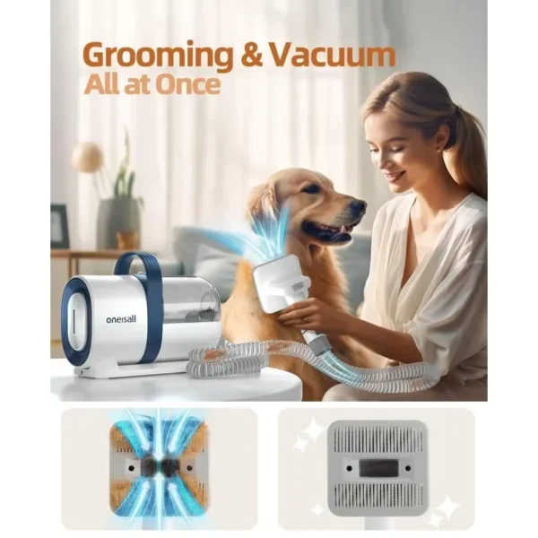 Oneisall Dog Grooming Kit: Hair Vacuum, Clipper, and Nail Grinder Set - Image 2