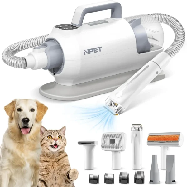 Dog Grooming Kit with 6 Tools, Pet Hair Vacuum Suction & Dryer