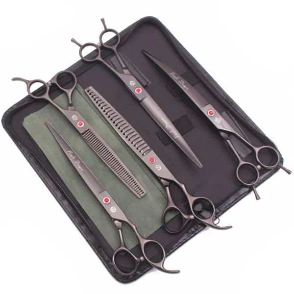 8" Purple Dragon Japan Steel Dog Grooming Kit with Thinning Shears - Image 2