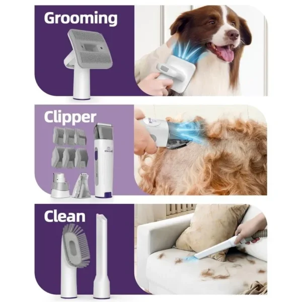Oneisall Dog Grooming Kit: Hair Vacuum, Clipper, and Nail Grinder Set - Image 3